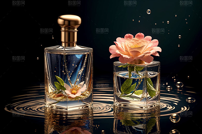 玻璃瓶模型自然背景效果图