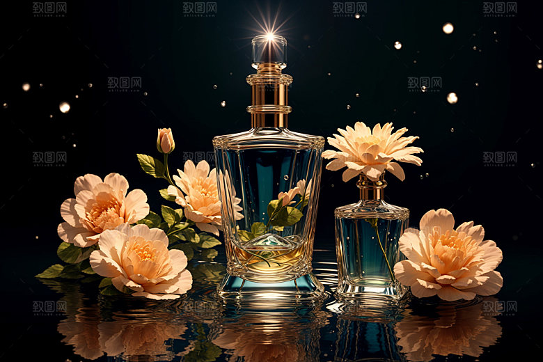 玻璃瓶模型自然背景效果图