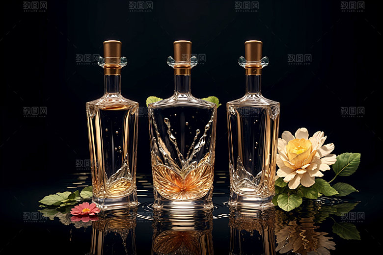 玻璃瓶大牌通透效果图