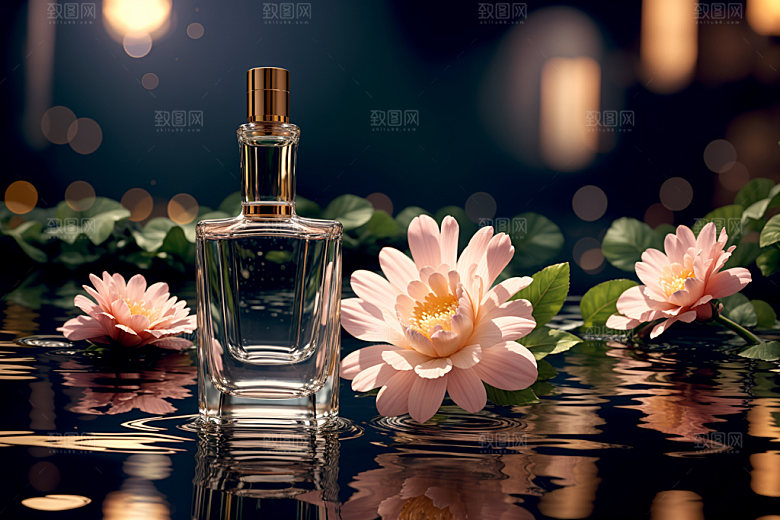 玻璃瓶通透香水瓶效果图