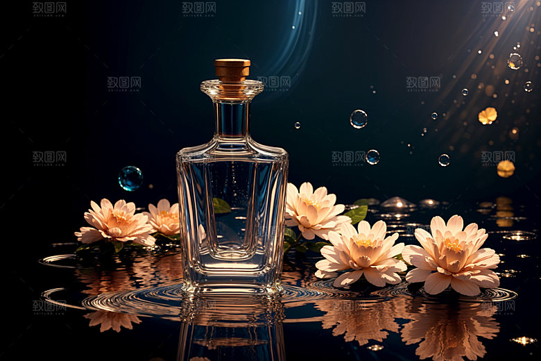 玻璃瓶清新通透效果图