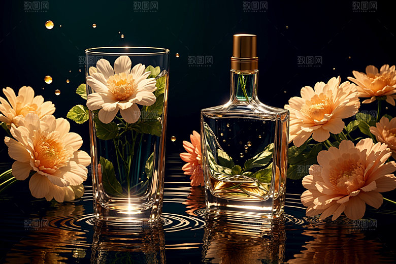 玻璃瓶香水瓶清新效果图