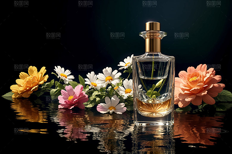 玻璃瓶香水瓶质感效果图