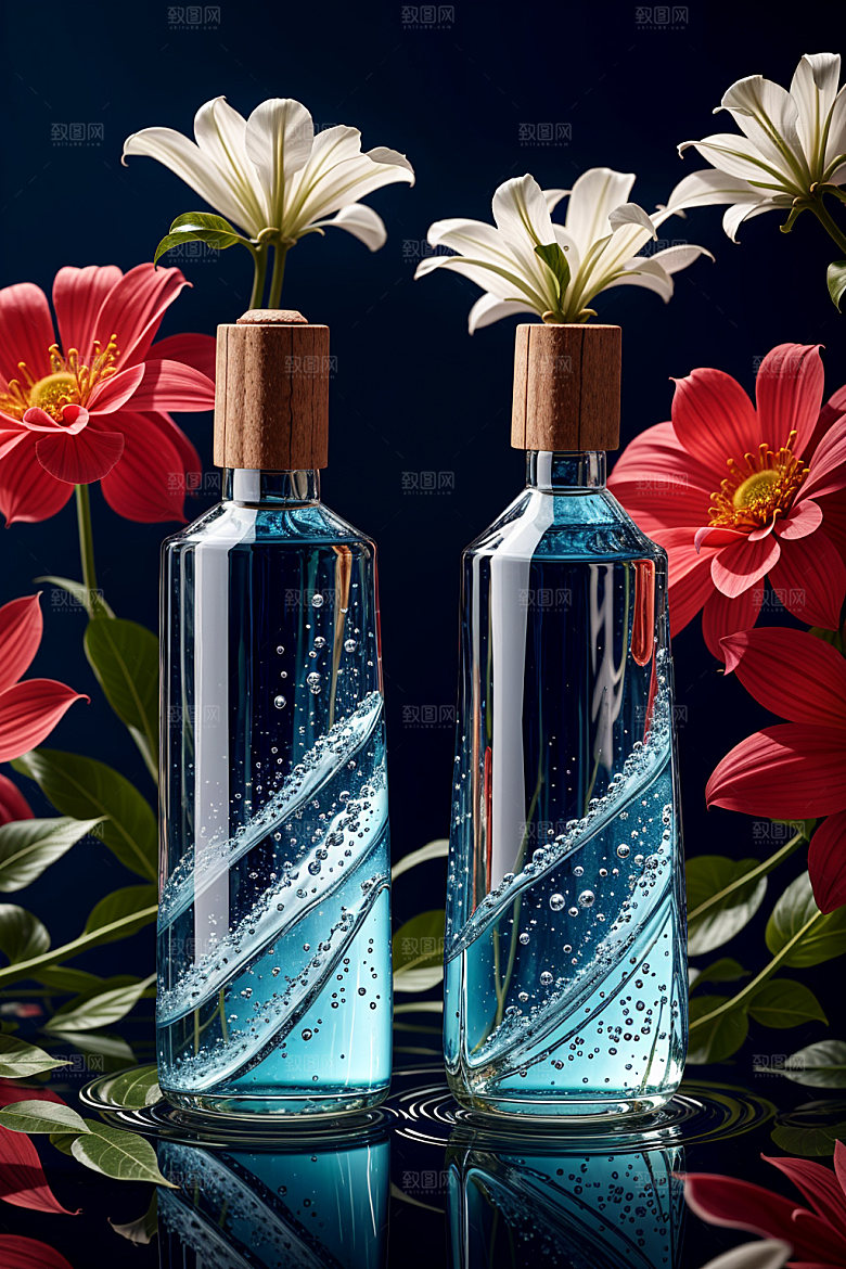 玻璃瓶酒瓶香水瓶效果图