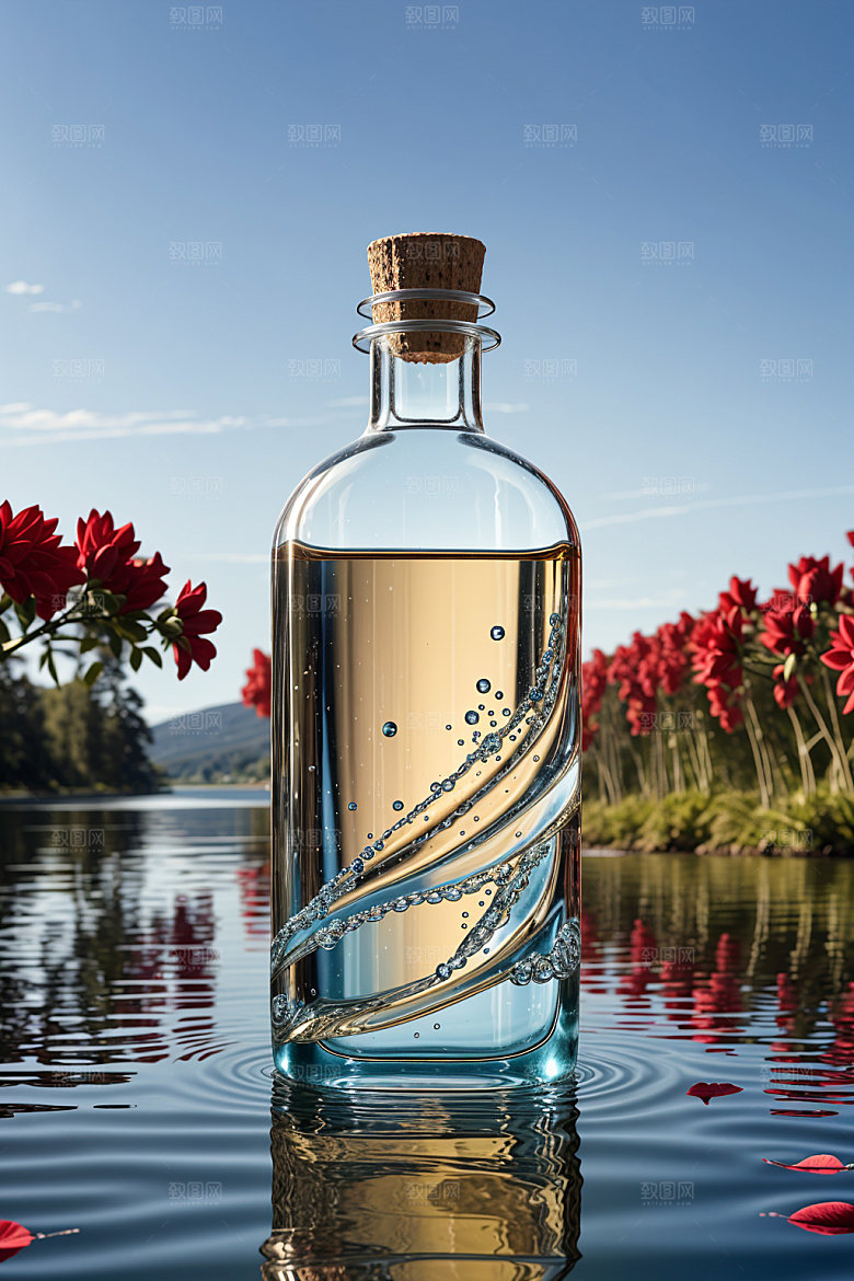 玻璃瓶模型酒瓶效果图