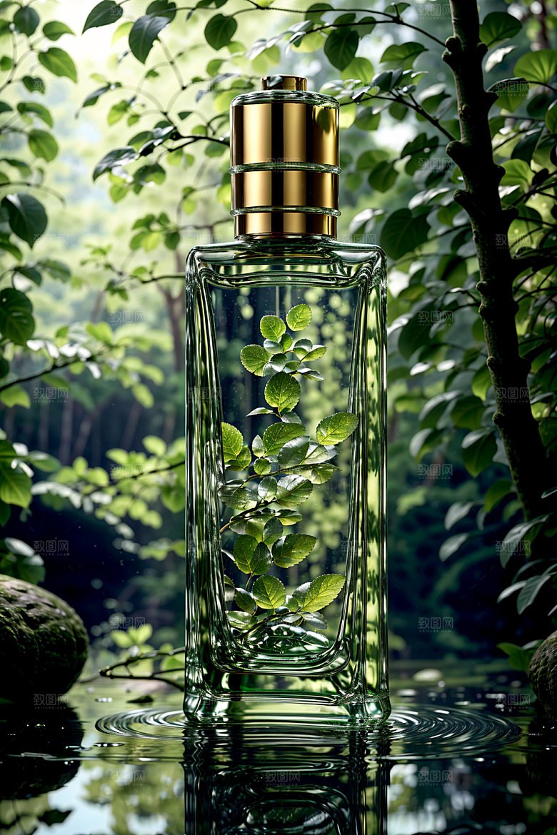 玻璃瓶通透自然背景效果图