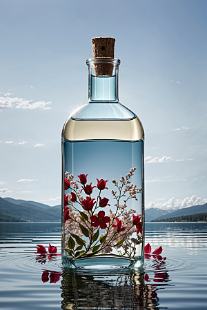 玻璃瓶香水瓶渲染效果图