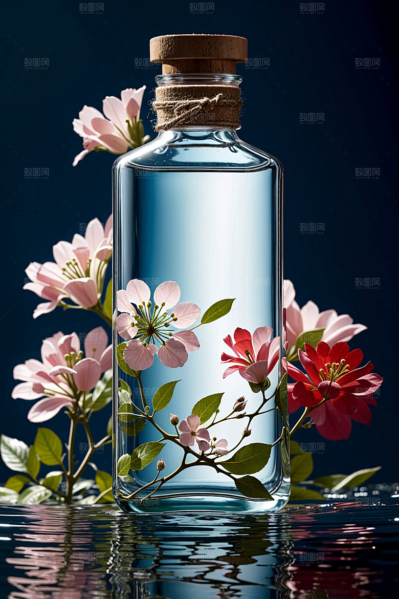 玻璃瓶自然背景清新效果图