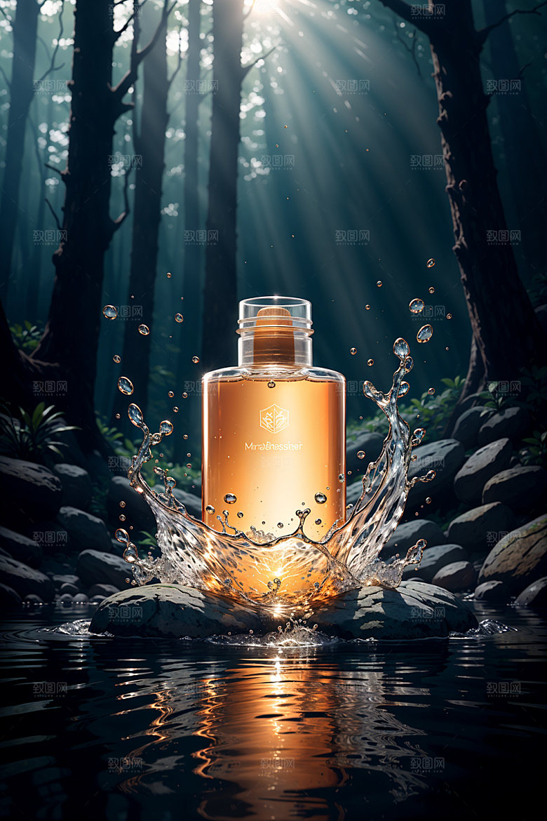 玻璃瓶香水瓶酒瓶效果图