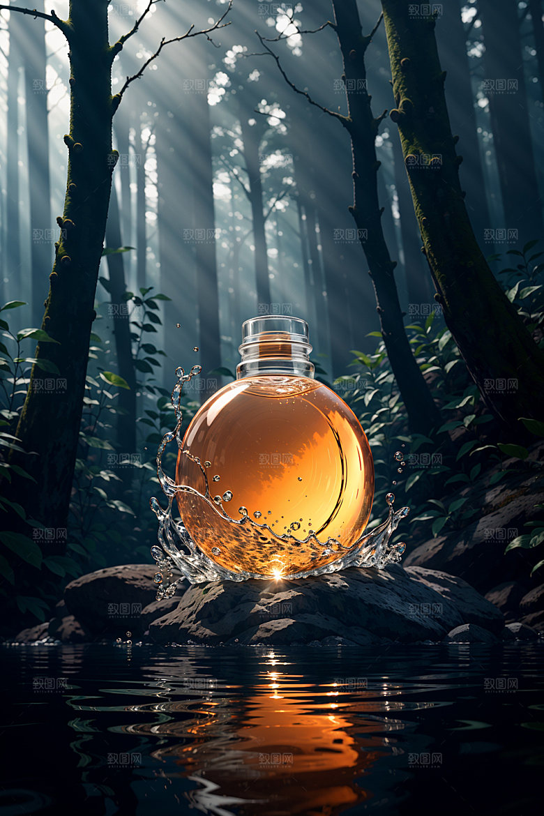 玻璃瓶酒瓶模型效果图