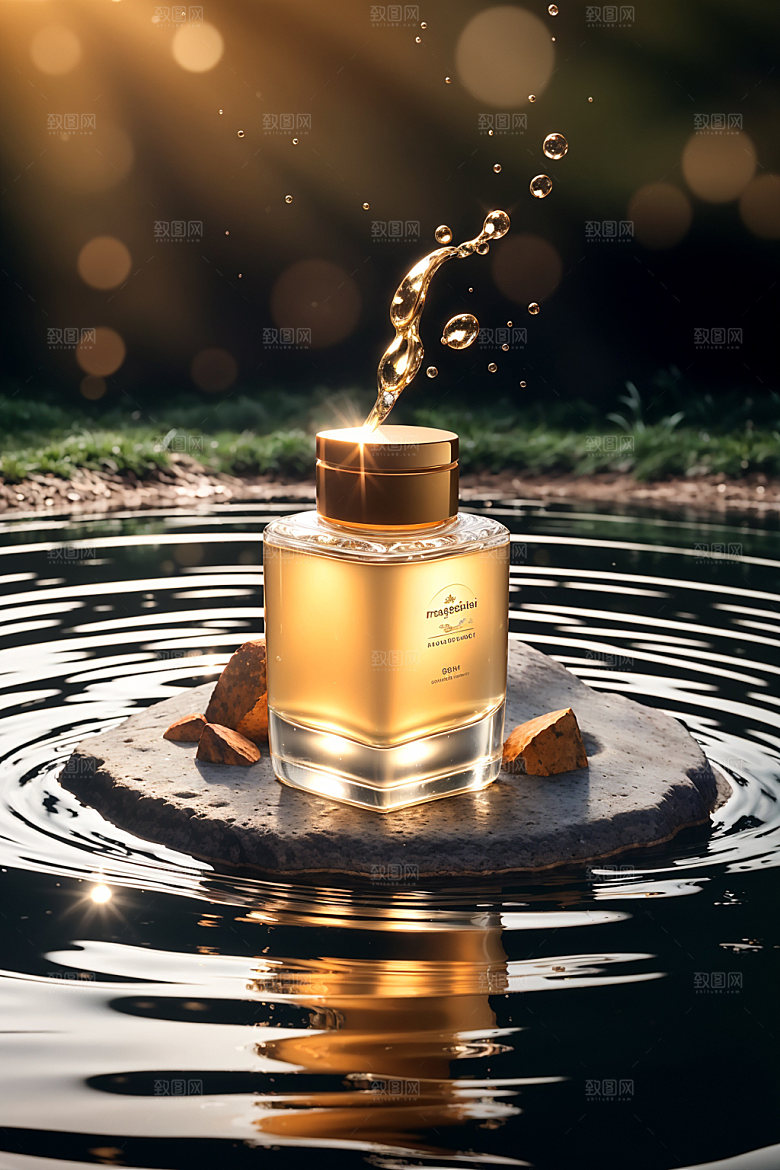 玻璃瓶香水瓶渲染效果图