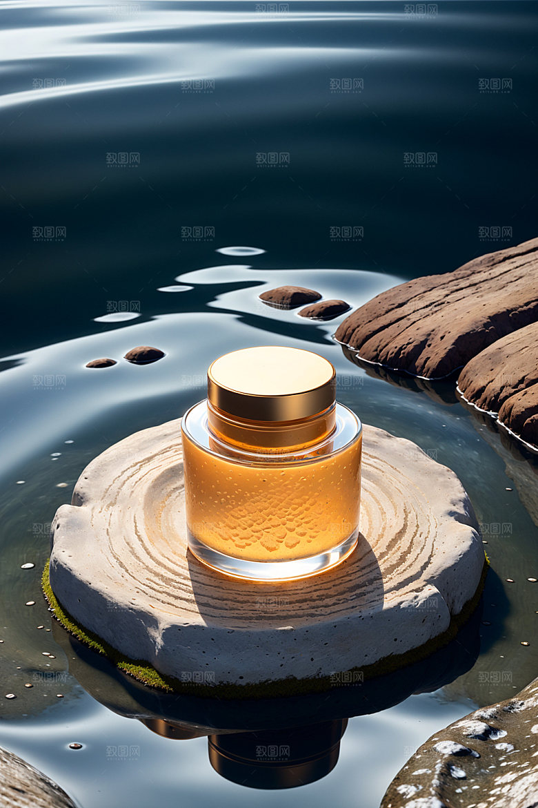 玻璃瓶自然背景商业效果图