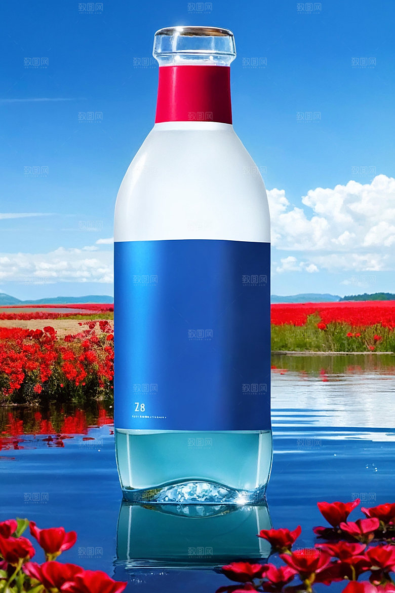 玻璃瓶自然背景商业效果图