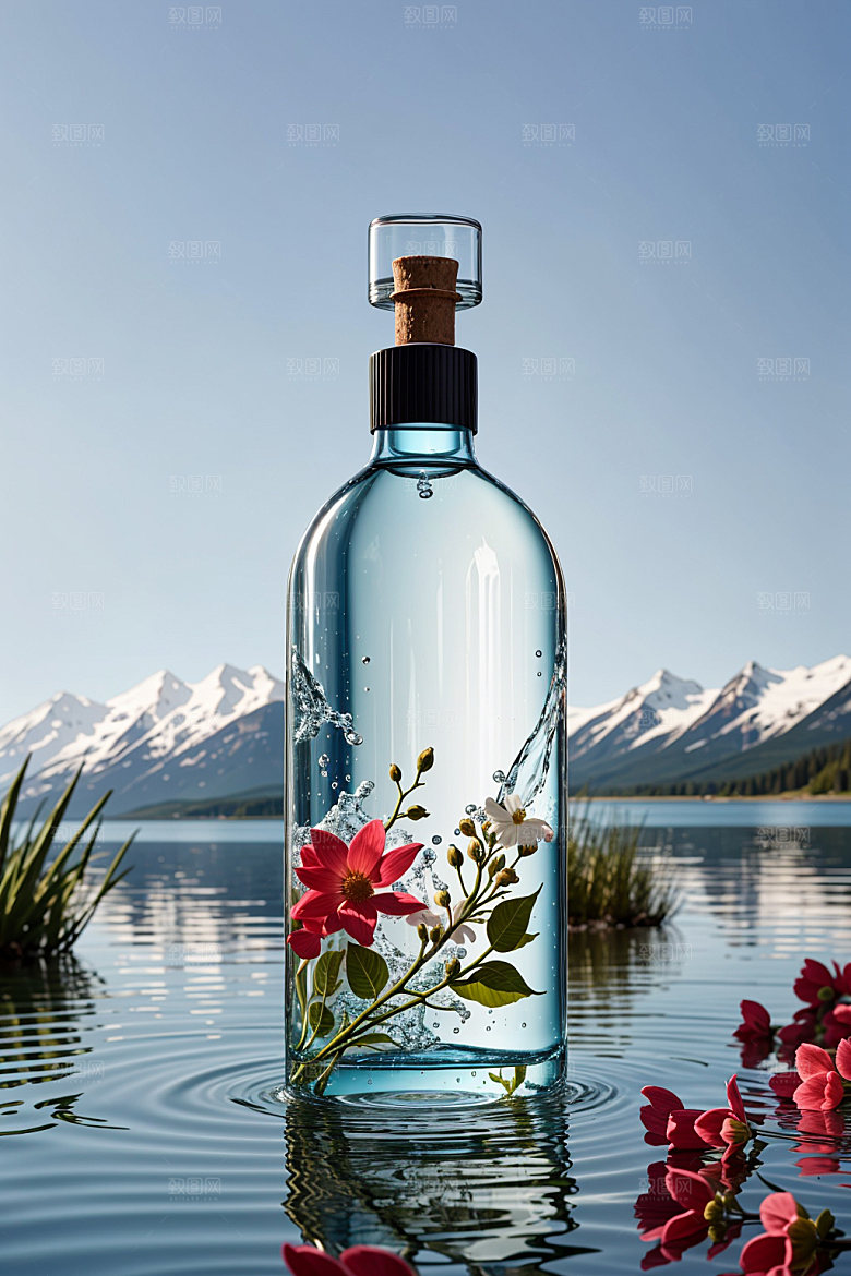 玻璃瓶通透酒瓶效果图