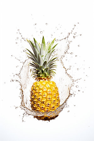菠萝果汁果汁飞溅水果摄影图