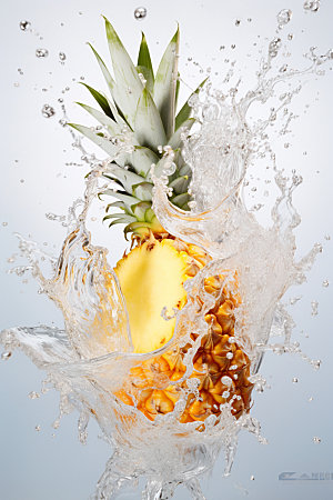 菠萝果汁菠萝牛奶创意摄影图