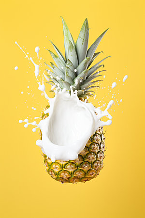 菠萝果汁高清菠萝牛奶摄影图