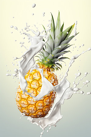 菠萝果汁菠萝牛奶饮料摄影图