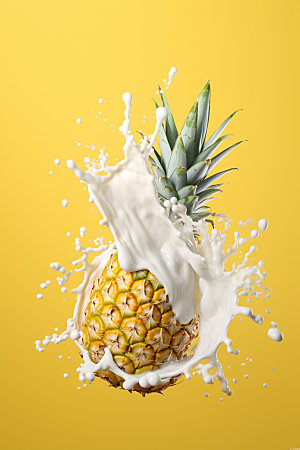 菠萝果汁饮料创意摄影图