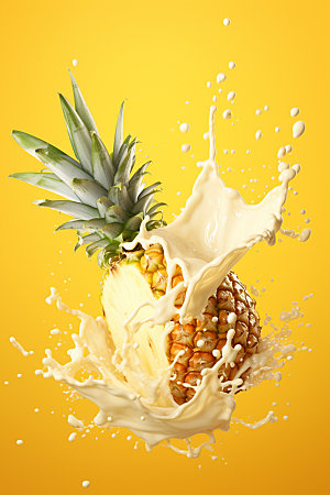 菠萝果汁饮料水果摄影图