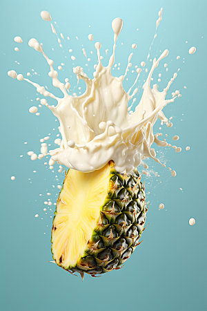 菠萝果汁高清果汁飞溅摄影图
