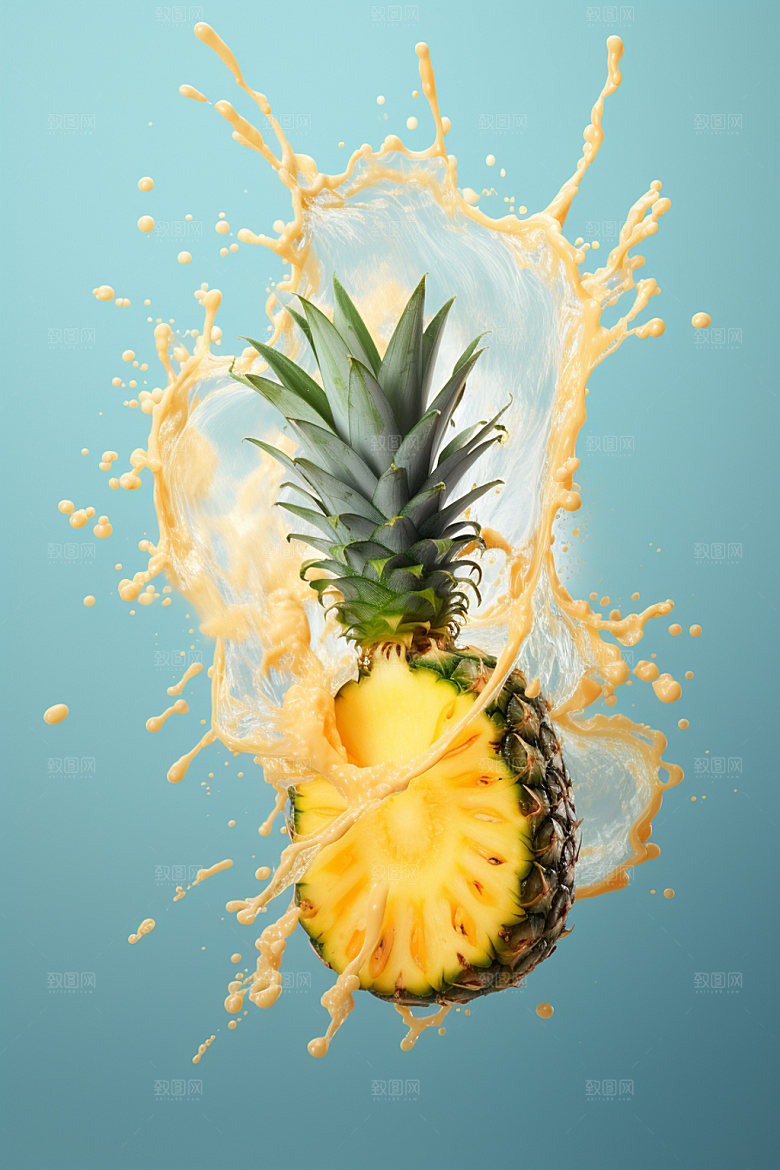 菠萝果汁高清创意摄影图