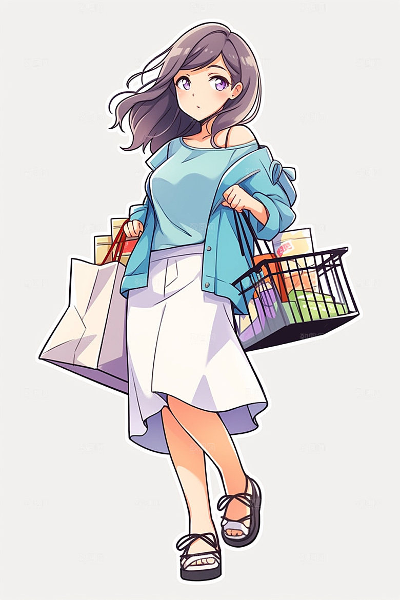 双十一女生闺蜜手绘插画矢量素材