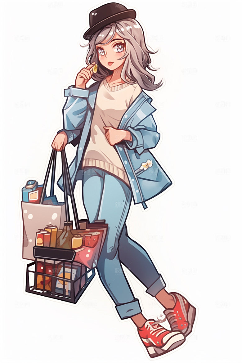 双十一逛街女生闺蜜矢量素材