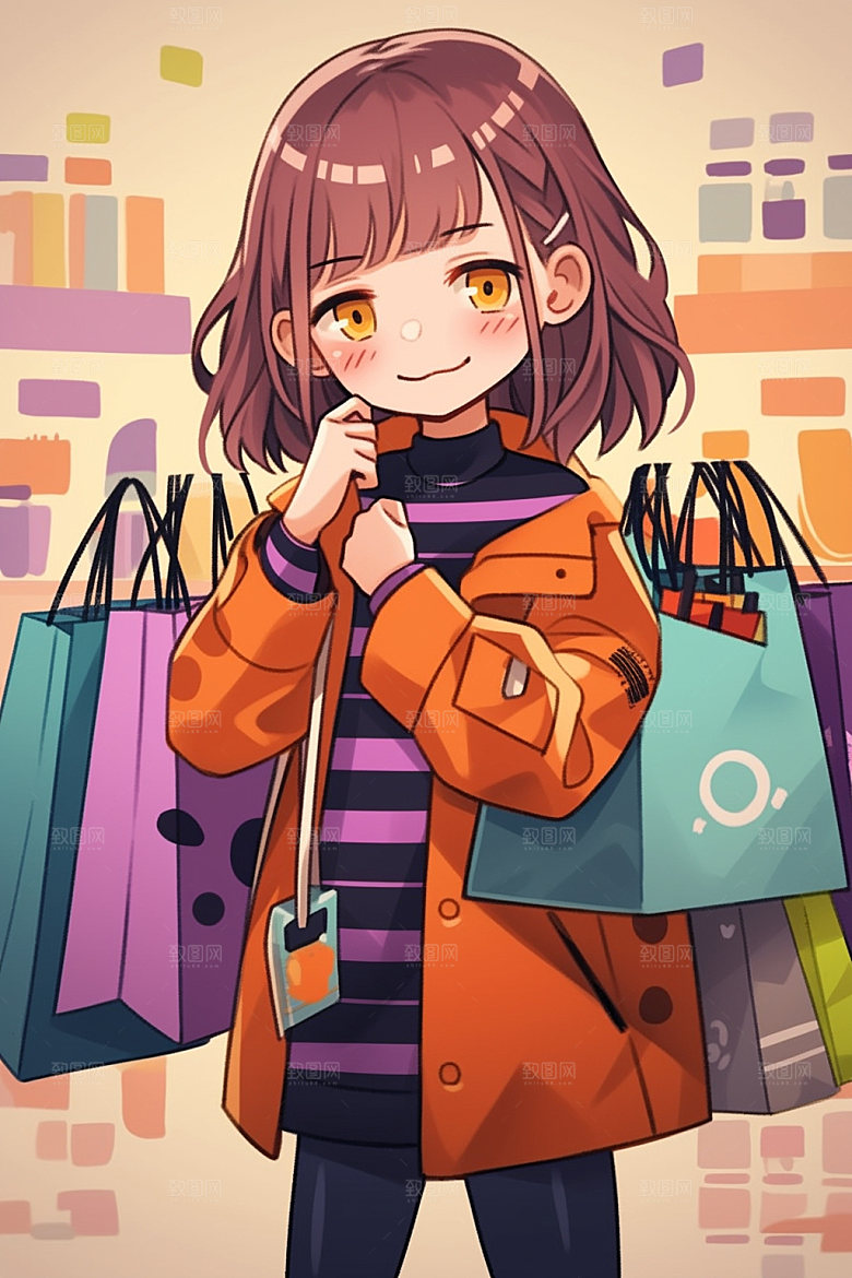 双十一女生闺蜜手绘插画矢量素材