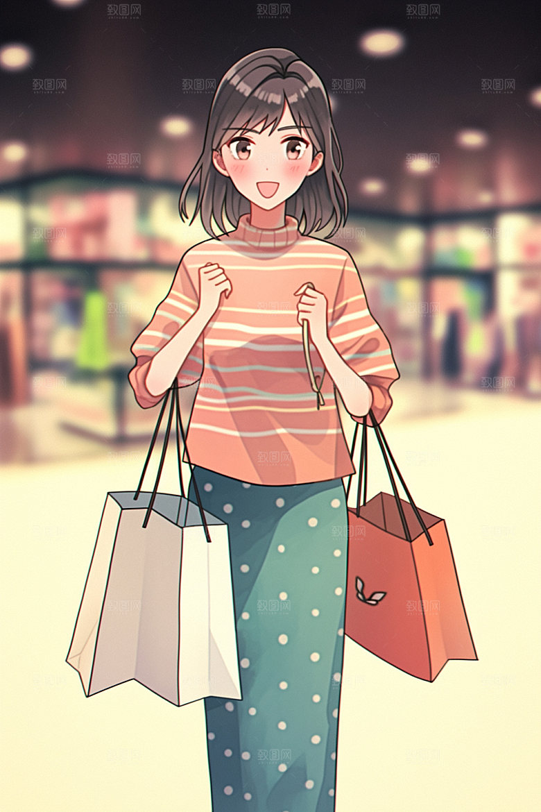 双十一女生闺蜜手绘插画矢量素材