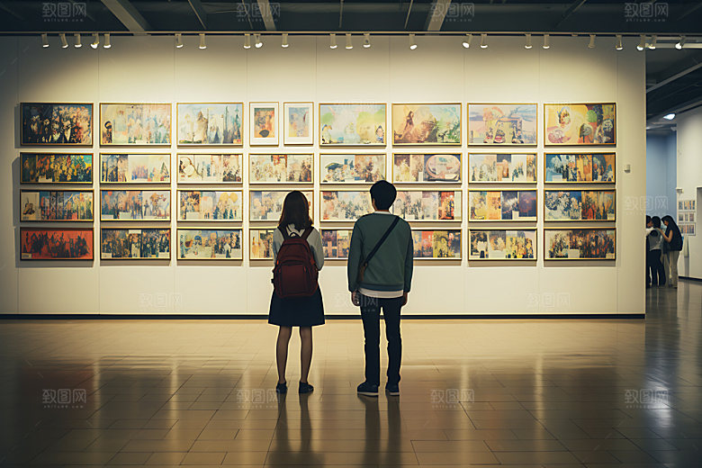 博物馆展览画廊摄影图