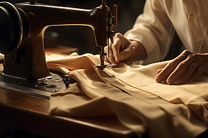 裁缝制衣剪裁匠人摄影图