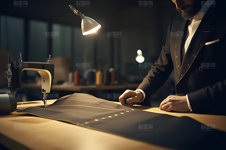 裁缝制衣剪裁手艺摄影图