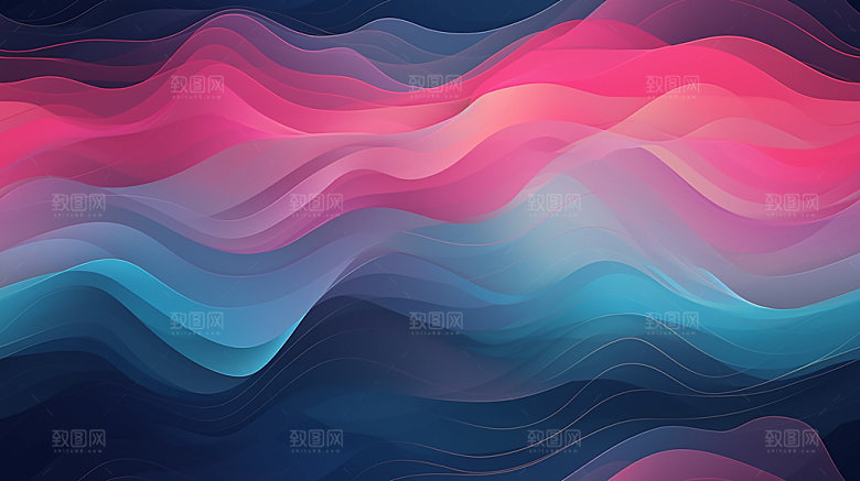 彩色流体层次波浪渐变背景
