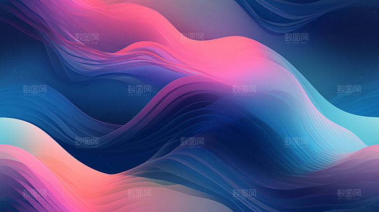 彩色流体流线层次渐变背景