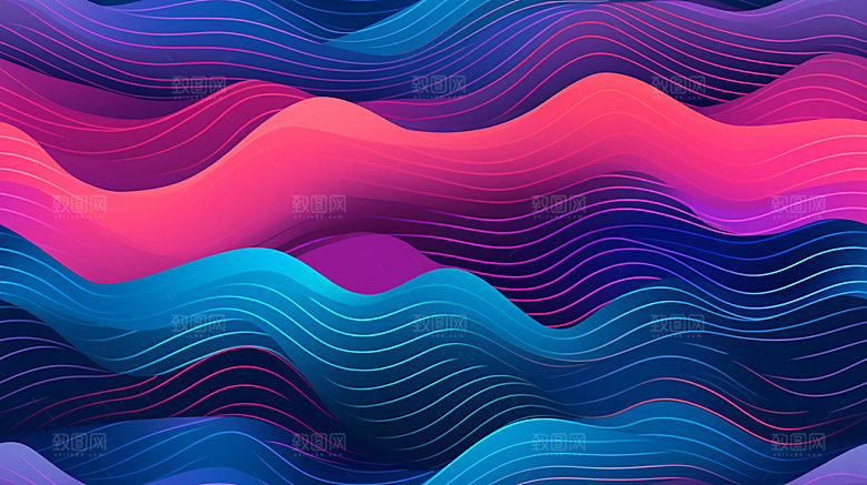 彩色流体层次流线渐变背景