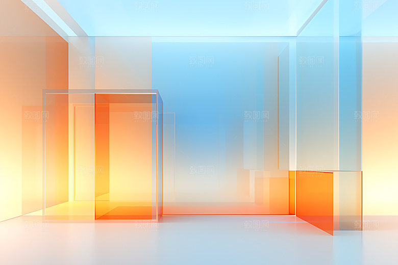 几何玻璃通透未来背景图