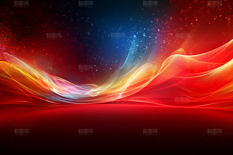彩色波浪线光效背景图
