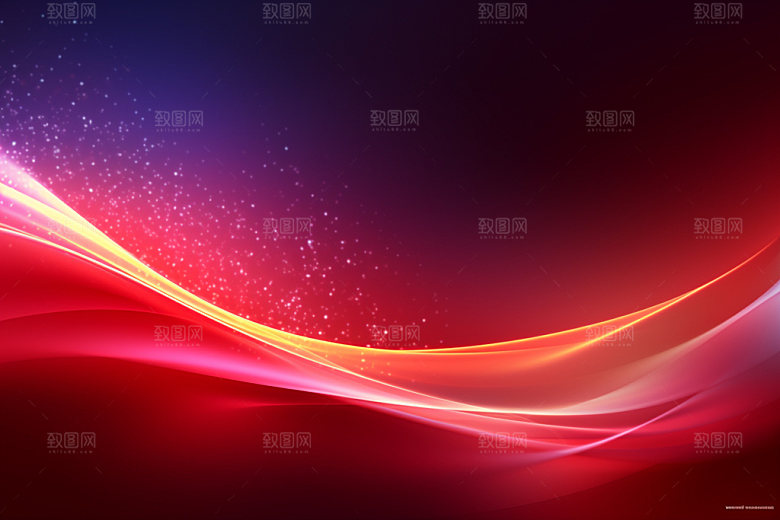 彩色波浪线暗红背景图