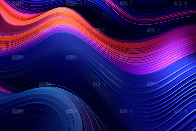 彩色波浪丝绸纹理背景图