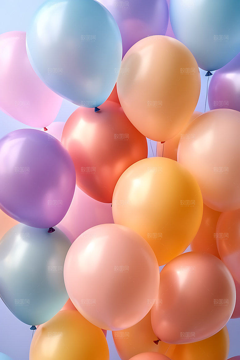 彩色气球生日聚会立体模型