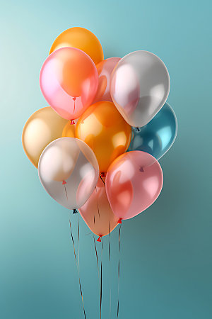 彩色气球可爱生日聚会模型