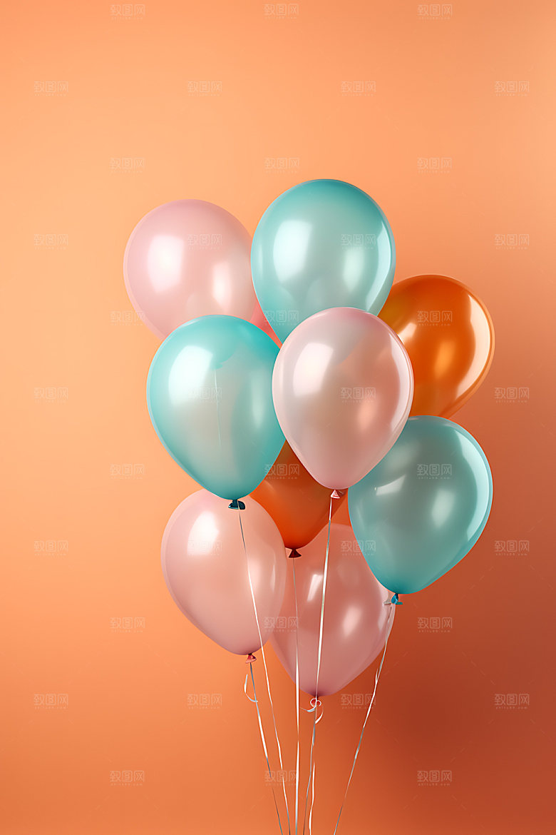 彩色气球3D生日聚会模型