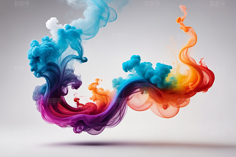 彩色烟雾立体艺术感背景图