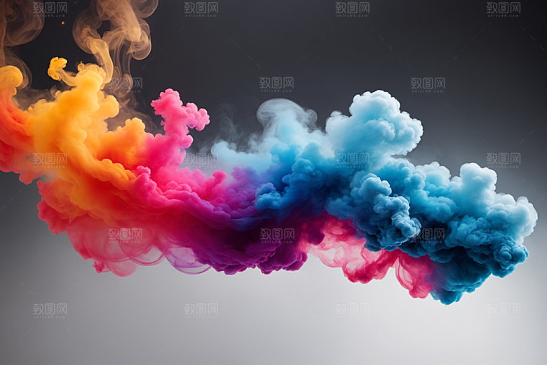 彩色烟雾抽象立体背景图