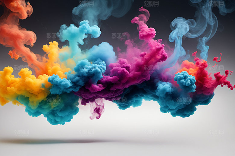 彩色烟雾质感漂浮背景图