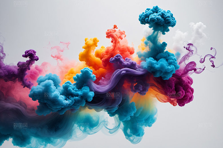 彩色烟雾立体质感背景图