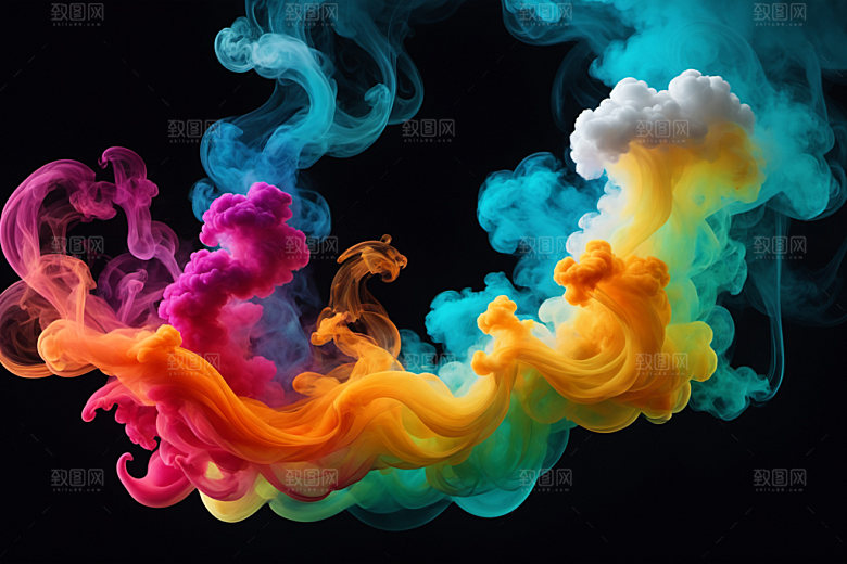 彩色烟雾立体质感背景图
