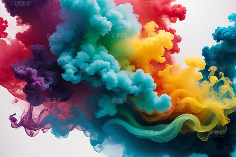 彩色烟雾抽象立体背景图