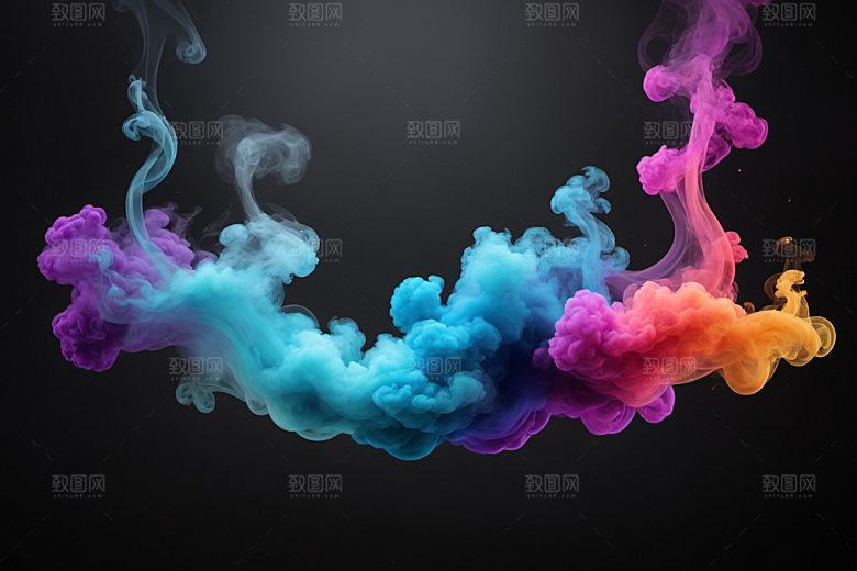 彩色烟雾艺术感抽象背景图